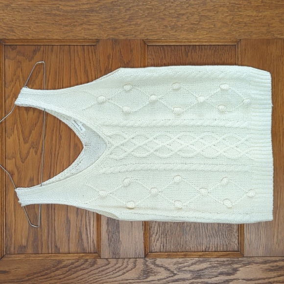 Blu Pepper Chunky Cable Knit Tank Top Cream Size S - Picture 2 of 7